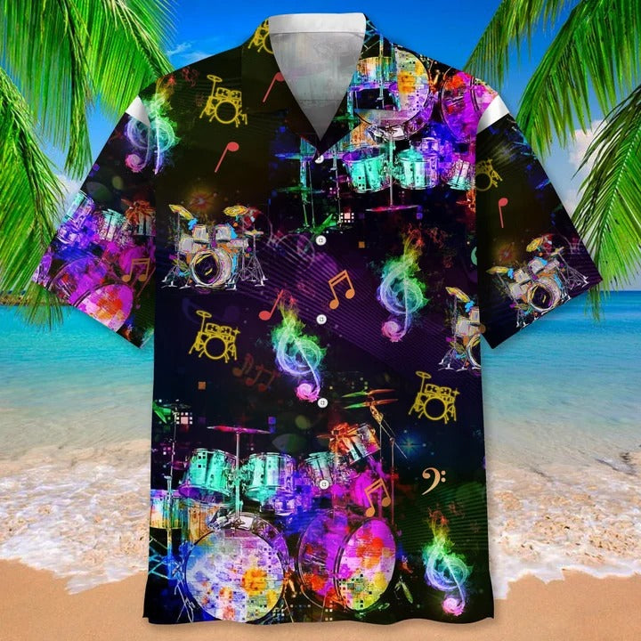 Drum Nature Beach Hawaiian Beach Shirts, Drummer Gifts, Aloha Hawaiian Shirt For Musican, Drum Hawaiian Shirt HO4818