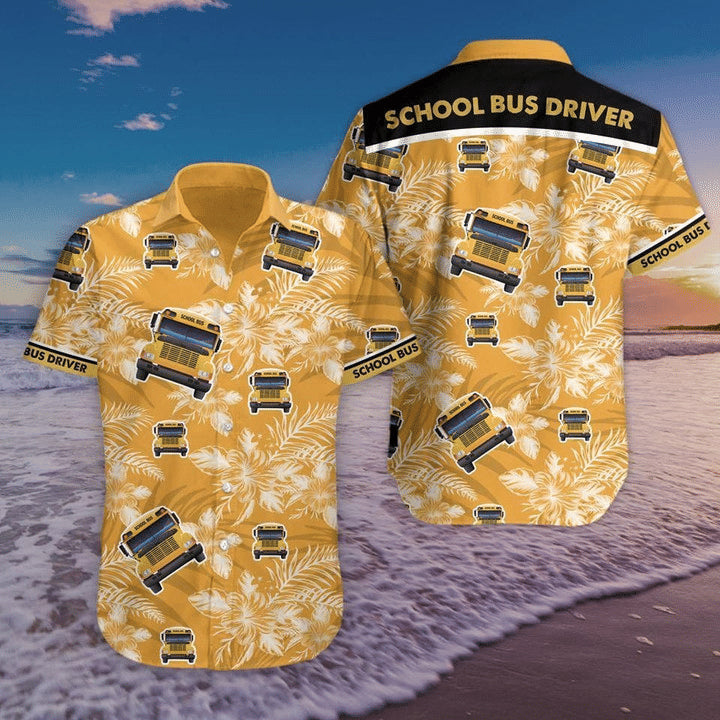 School Bus Hawaiian shirt, Bus Driver Hawaii shirt, Summer Gift for Driver Dad, Grandpa HO0520