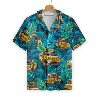 Bus Driver Hawaii shirt, School Bus Pattern Hawaiian shirt, Summer Gift for Driver Dad, Grandpa HO0519