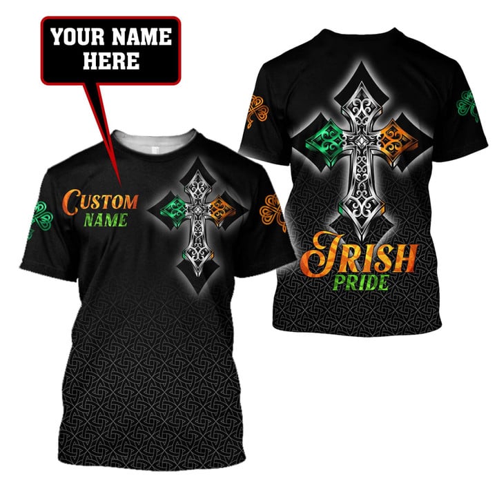 Irish Pride Cross Celtic Saint Patrick's Day Personalized Name 3D Printed Unisex Shirts PO0229