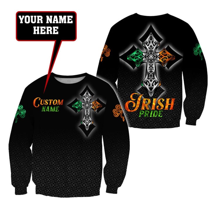 Irish Pride Cross Celtic Saint Patrick's Day Personalized Name 3D Printed Unisex Shirts PO0229