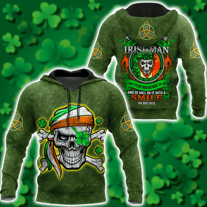 Irish Skull Shamrock St Patrick Day Unisex Shirts Hoodie 3D All Over Printed PO0225