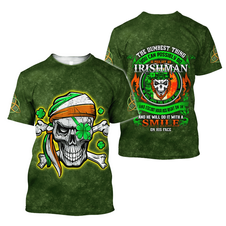 Irish Skull Shamrock St Patrick Day Unisex Shirts Hoodie 3D All Over Printed PO0225