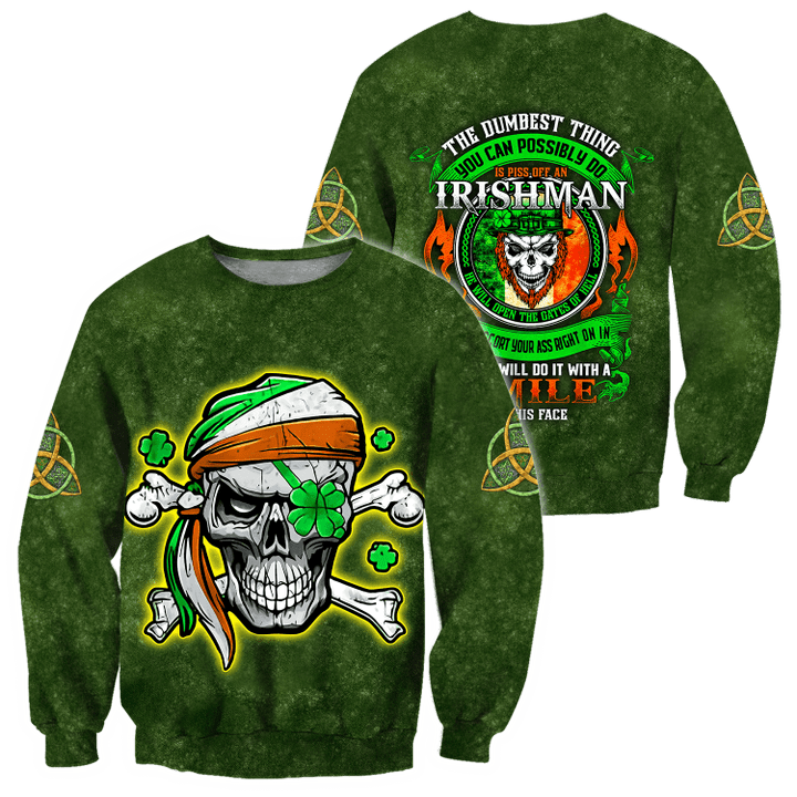 Irish Skull Shamrock St Patrick Day Unisex Shirts Hoodie 3D All Over Printed PO0225