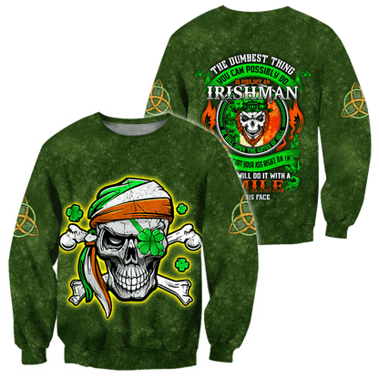 Irish Skull Shamrock St Patrick Day Unisex Shirts Hoodie 3D All Over Printed PO0225