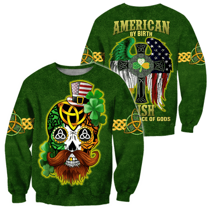 3D All Over Printed Irish American Skull St Patrick Day Unisex Shirts Hoodie PO0224