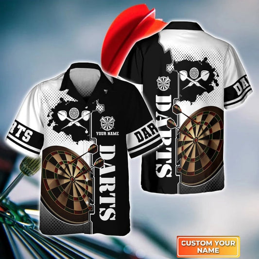 White Dartboard Personalized Name 3D Hawaiian Shirt For Darts Team Player HO4204