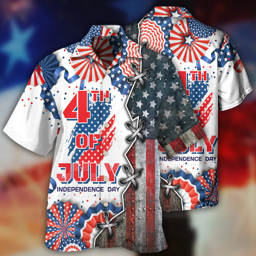 Independence Day 4Th Of July All Printed 3D Hawaiian Shirt, Flag Pattern Hawaiian Shirt HO3985