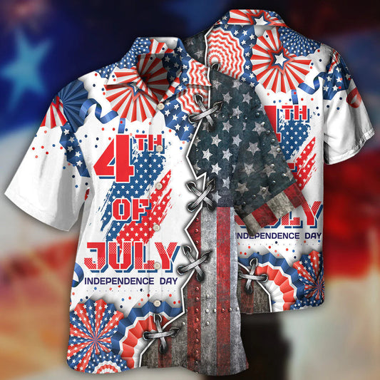 Independence Day 4Th Of July All Printed 3D Hawaiian Shirt, Flag Pattern Hawaiian Shirt HO3985