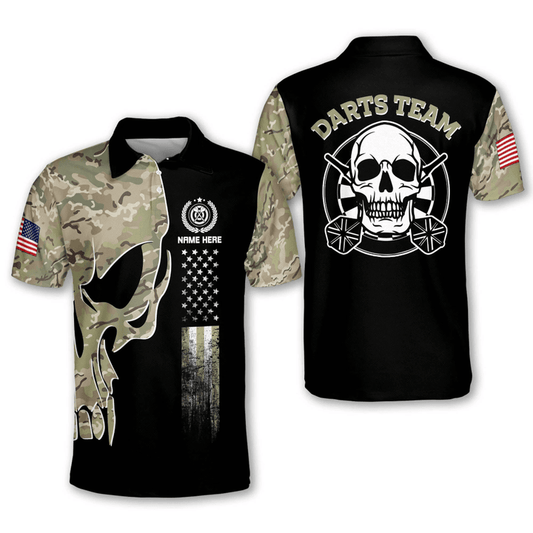 Lasfour Skull Camo Darts Personalized Name And Team Name 3D Shirt DMA0300