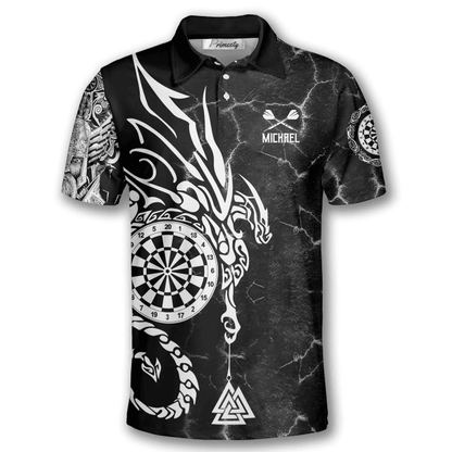 Lasfour Viking Runes Black White Darts Personalized Name And Team Name 3D Shirt DMA0299