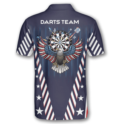 Lasfour Patriots Athlete US Flag Pattern Darts Personalized Name And Team Name 3D Shirt DMA0298