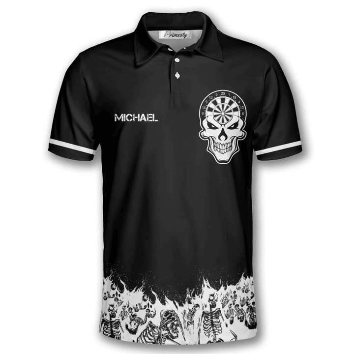 Lasfour Skull Skeletons Black White Darts Personalized Name And Team Name 3D Shirt DMA0288