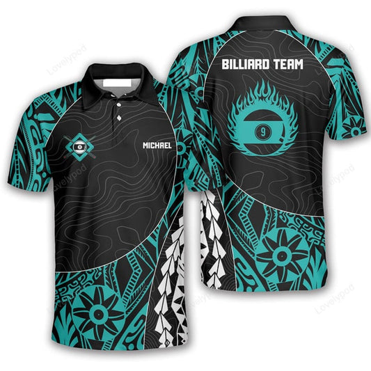 Lasfour Cyan Tribal Custom 9 Ball Billiard 3D Shirt BIA0251