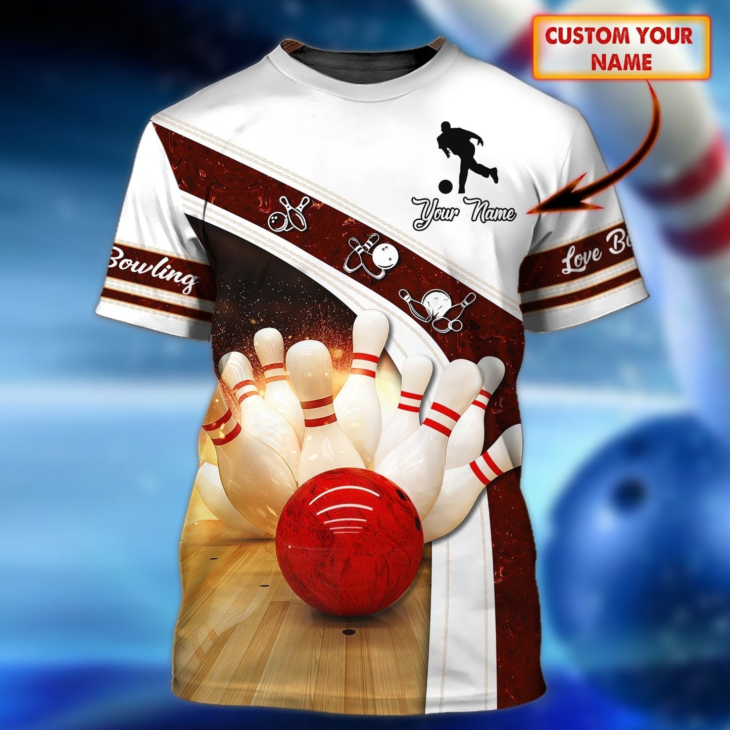 Custom Flame Bowling TShirts Unisex BOT0018