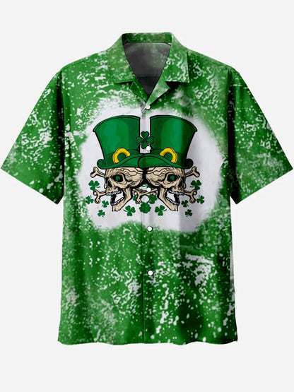 Lucky Clover & Skull Creative St. Patrick's day hawaiian shirt PO0123