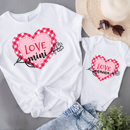 Perfectly Coordinated Mother and Baby Outfits With Heart Love Custom Name, Mom And Baby Love Heart Matching Set, Gift For First Mom MI0248