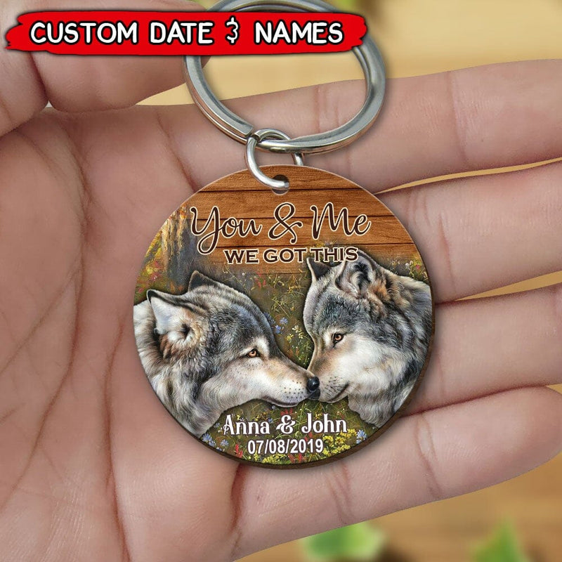 Personalized You And Me We Got This Wolf or Deer Couple Wooden Keychain KO0072