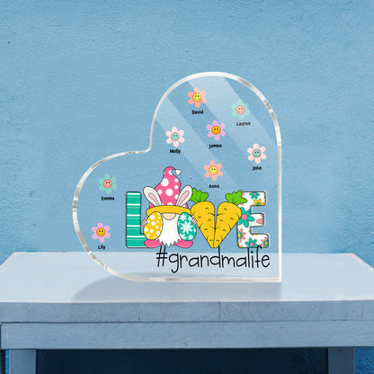 Love Grandmalife and Grandkids - Personalized Heart Shaped Acrylic Plaque for Family, Gift for Easter Day MI0496