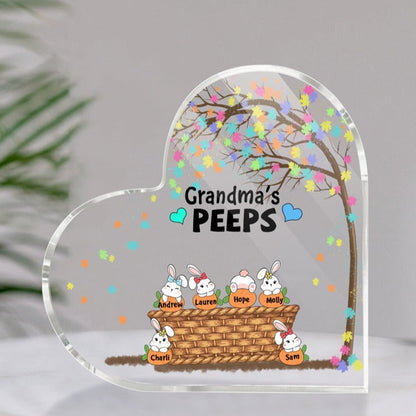 Personalized Gift Heart Shaped Acrylic Plaque - Grandma's Peeps MI0509