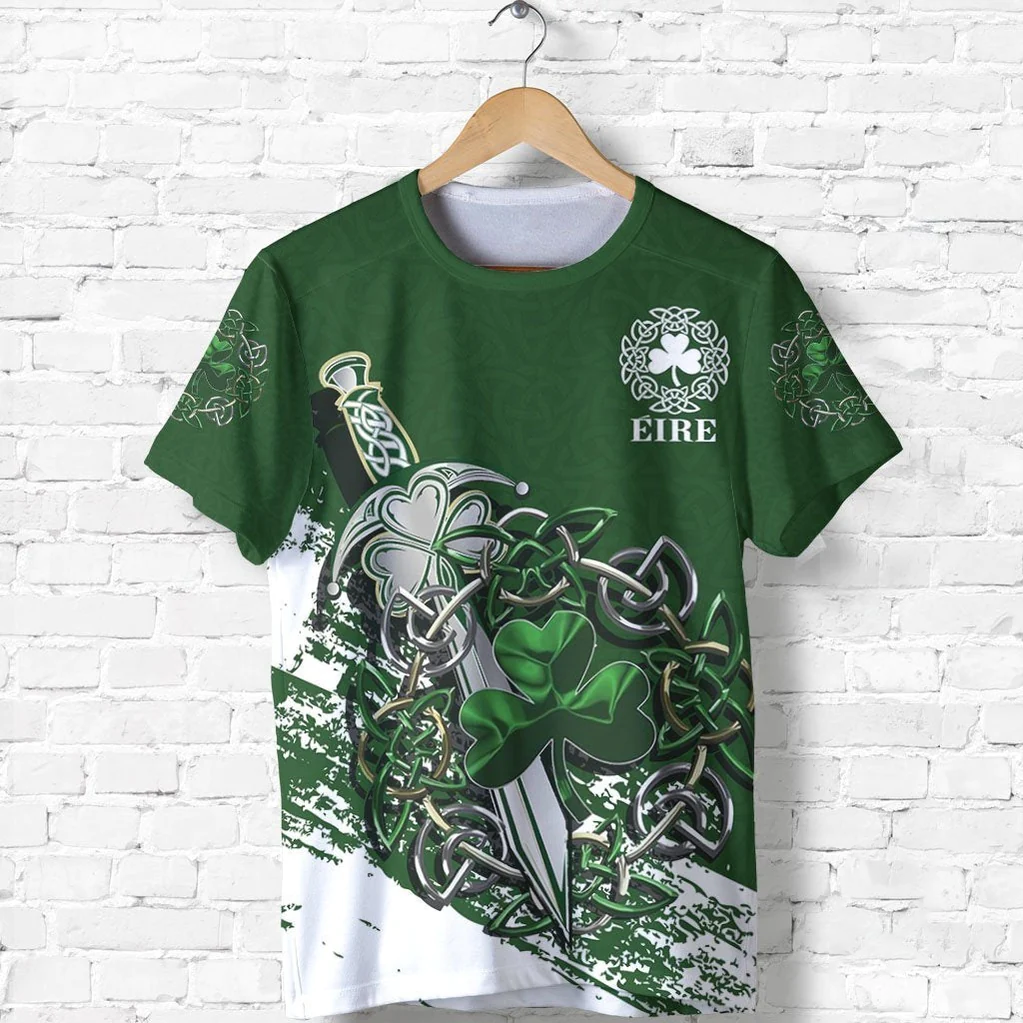 St Patrick Day Ireland - Celtic Shamrock & Sword Pullover Hoodie All Over Print PO0240