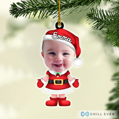 Personalized Photo Santa Christmas Ornament With Grandma Or Grandkids Names MI0126