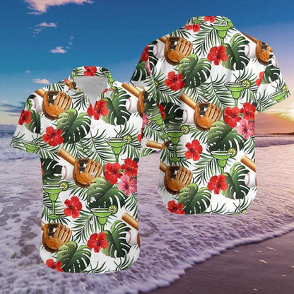 Baseball Simple Hibiscus Hawaiian Aloha Shirts Fantastic, Hawaiian shirt for men HO2953