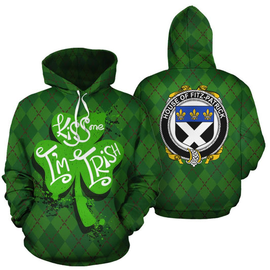 Fitz-Patrick Family Crest Ireland St Patrick's Day National Tartan Kiss Me I'm Irish Hoodie Shirt PO0223