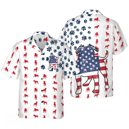 Bulldog Aloha Hawaiian Shirts For Summer, Bulldogs American Flag Hawaiian Shirt For Men Women, Gift For Dog Lovers, 4th Of July Apparel HO3732