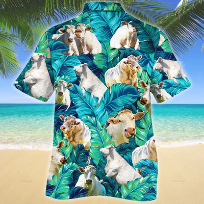 Charolais Cattle Lovers Hawaiian Shirt, Cow aloha shirt for men, Hawaii shirt women HO0224