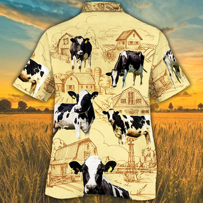 Holstein Friesian Cattle Farm Hawaiian Shirt, Farm Cow Short Sleeve Hawaiian Aloha Shirt for Men, Women HO2505