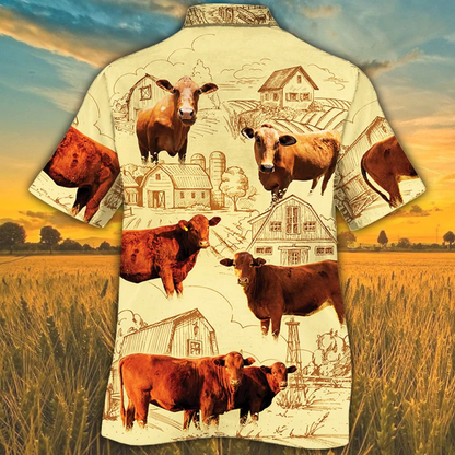 Beefmaster Cattle Lovers Farm Hawaiian Shirt, Farm Cow Short Sleeve Hawaiian Aloha Shirt for Men, Women HO0210