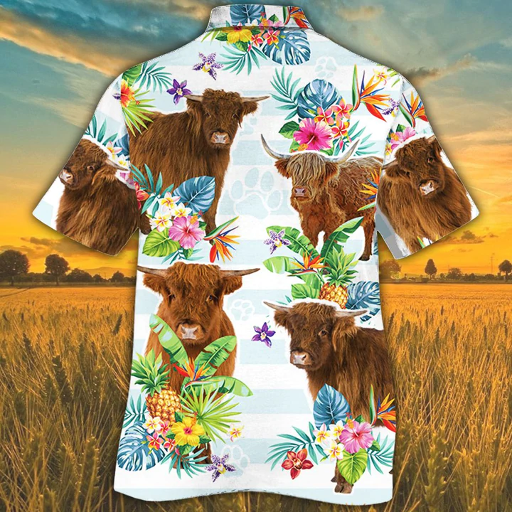 Highland Cattle Tropical Flower Hawaiian shirts for men, women, Cow Lovers Tropical Flower Hawaiian Shirt HO2551