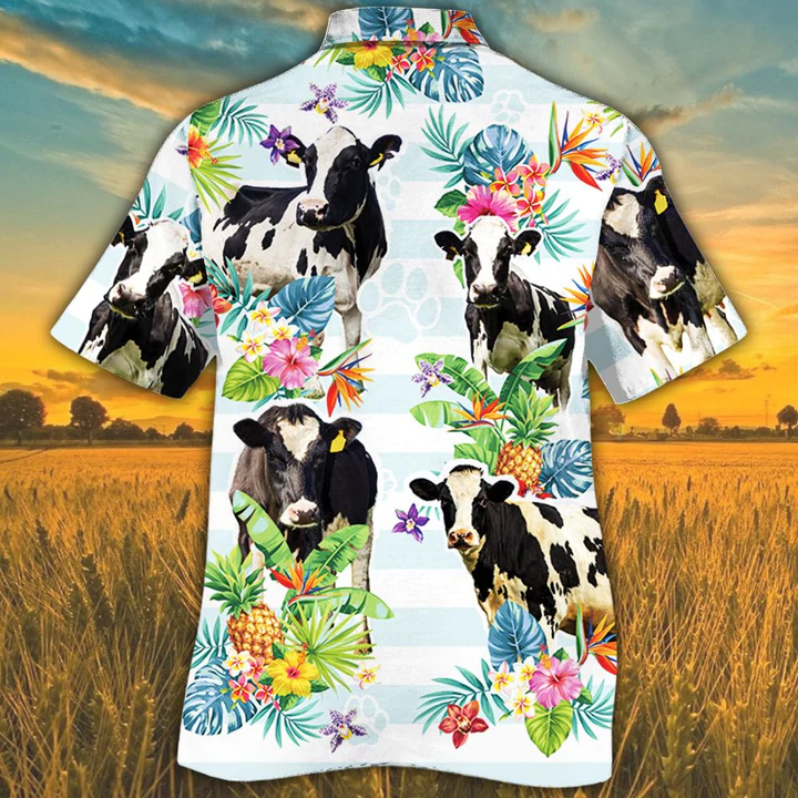 Holstein Friesian Flower Hawaiian shirts for men, women, Cow Lovers Tropical Flower Hawaiian Shirt HO2552