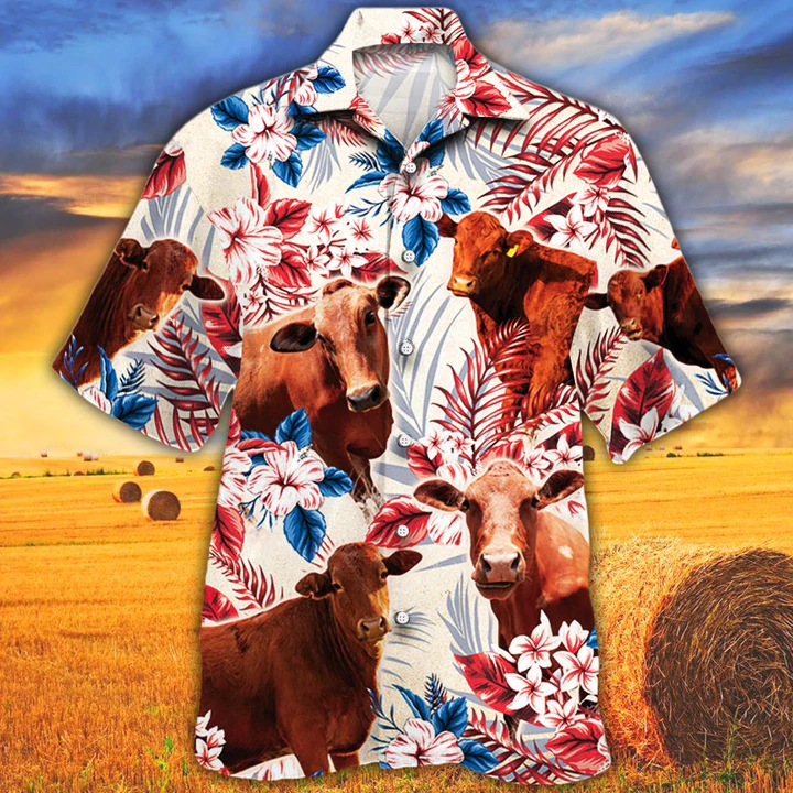 Beefmaster Cattle Lovers Texas Flag Hawaiian Shirt, Cow Hawaiian shirt vintage flower, Hawaiian shirt men, Hawaiian shirt women HO2622