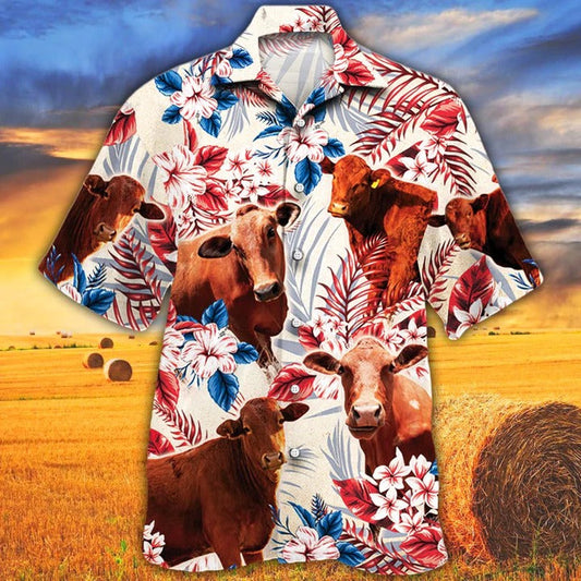 Beefmaster Cattle Lovers Texas Flag Hawaiian Shirt, Cow Hawaiian Shirt For Men And Women HO5100