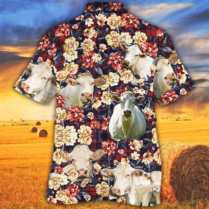 Cow Hawaiian shirt, Charolais Hawaiian Shirt, Summer Hawaiian shirt, Animal shirt HO2532