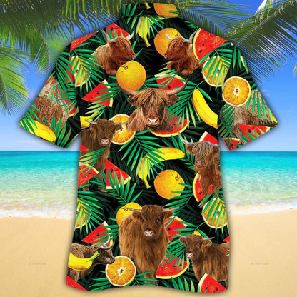 Cow hawaiian shirt - Highland Cattle Lovers Tropical Fruits Hawaiian Shirt - Aloha Shirt For Cow Lovers HO2603