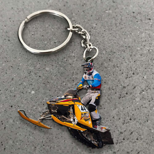 Snowmobile Personalized Flat Car Flat Acrylic Keychain, Custom Photo Keychain KO0156