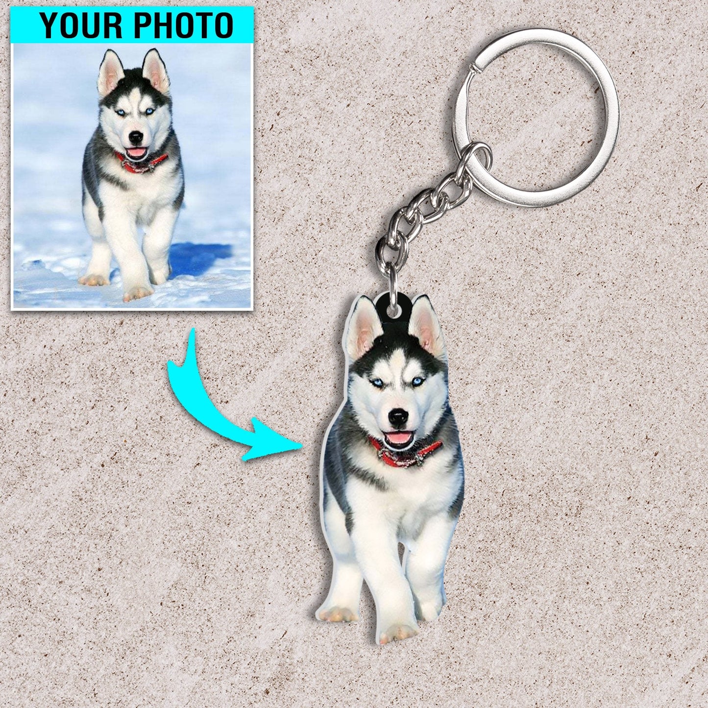 Personalized Dog Keychain, Custom Photo Your Dog Flat Acrylic Keychain KO0154