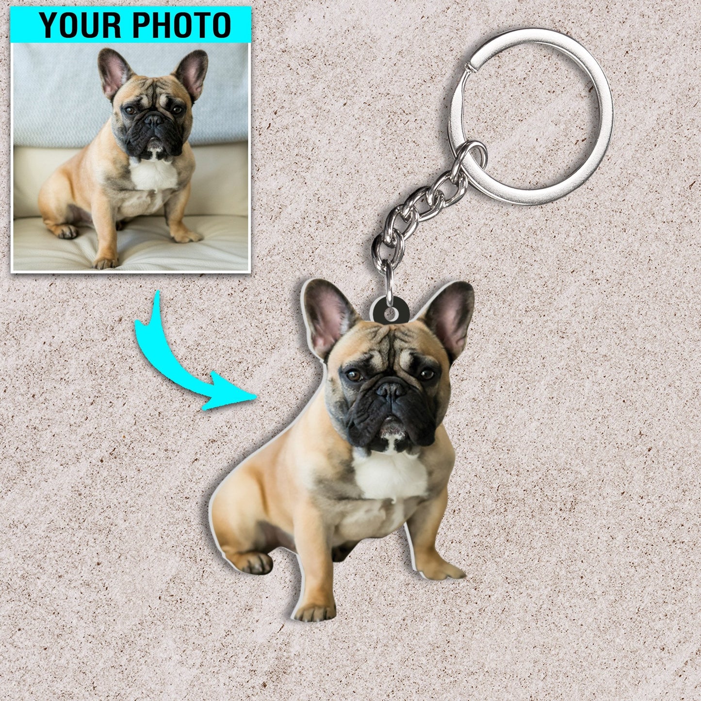 Personalized Dog Keychain, Custom Photo Your Dog Flat Acrylic Keychain KO0154