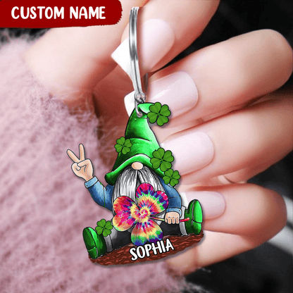 Gnome Patrick Day Keychain Custom Name Acrylic Flat Keychain Irish KO0449