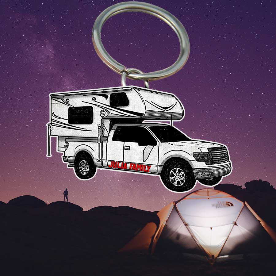 Personalized Camping Keychain, Class A Flat Acrylic Keychain for Camper KO0184