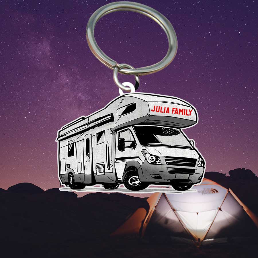 Personalized Camping Keychain, Class A Flat Acrylic Keychain for Camper KO0184