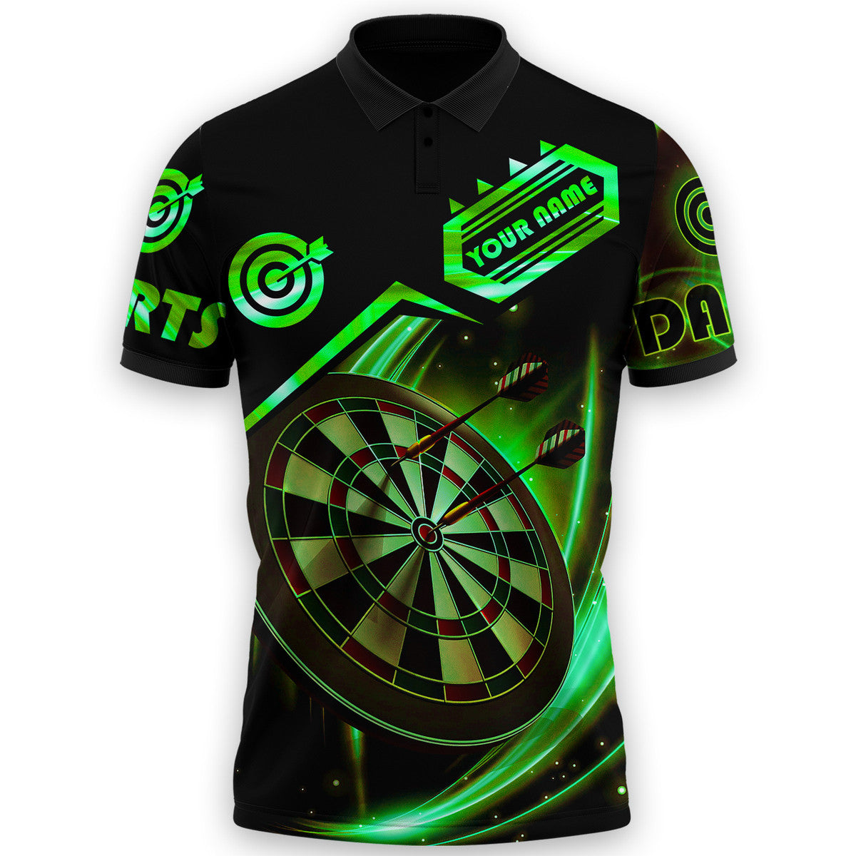 Personalized Name Green Darts Player NP11 All Over Printed Unisex Polo Shirt, Gift for Dart Player DMO0094