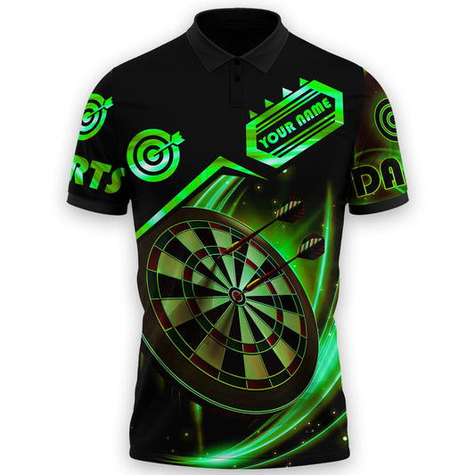 Personalized Name Green Darts Player NP11 All Over Printed Unisex Polo Shirt, Gift for Dart Player DMO0094