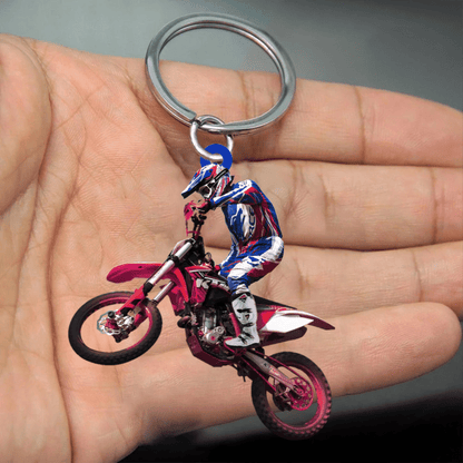 Personalized Motorbike Racing Flat Acrylic Keychain, Custom Motorbike Keychain for Motorcycle Lover KO0181