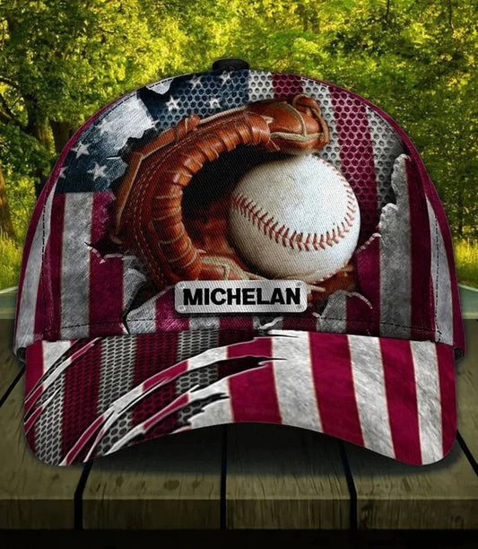 4th of July Personalized Baseball Cap American Flag for Baseball Lovers, Sport Hat for Players CO0549