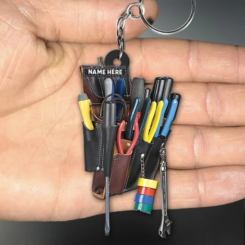 Customized Electrician Tool Bag Acrylic Keychain, Keychain for Electrician, Gift for Dad Electrician KO0209