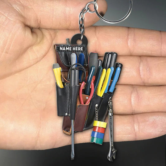 Customized Electrician Tool Bag Acrylic Keychain, Keychain for Electrician, Gift for Dad Electrician KO0209